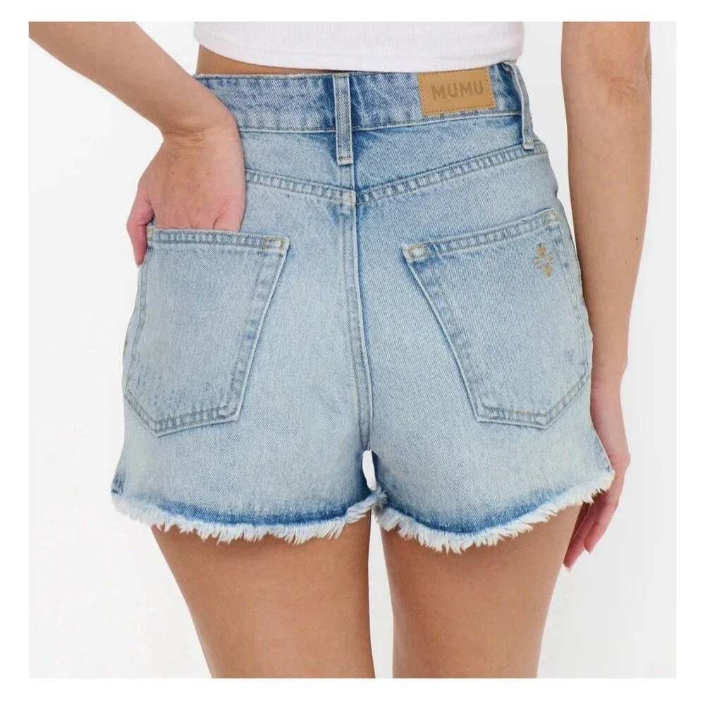 Show Me Your Mumu Venice Jean Shorts Fountain Blue Size 31 NWT